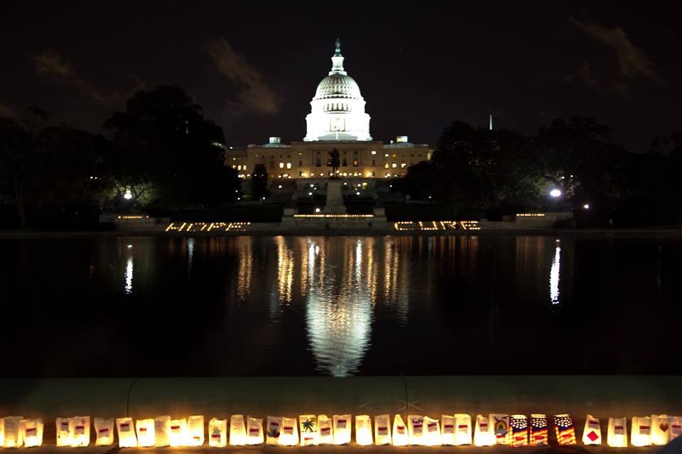 Luminary bags are lit in Washington D.C. in honor of those with cancer.